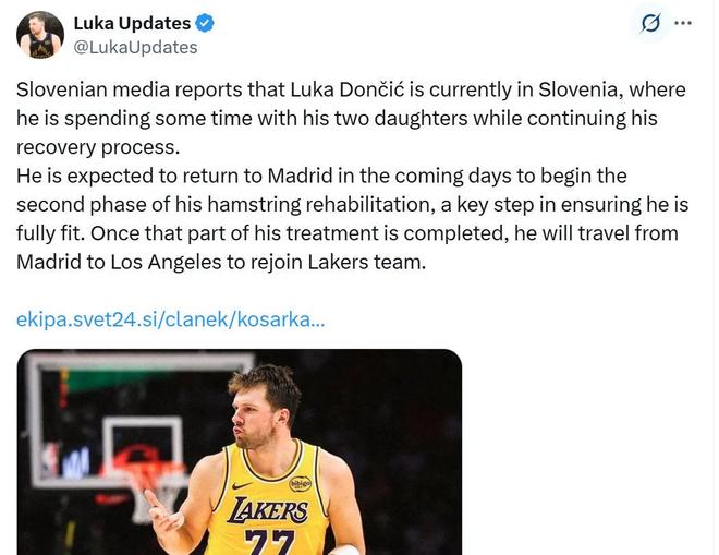 东契奇复出在即湖人迎转机詹姆斯单核扛大旗